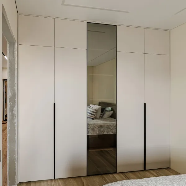 Шкаф в спальню с витриной и подсветкой — заказать в Минске